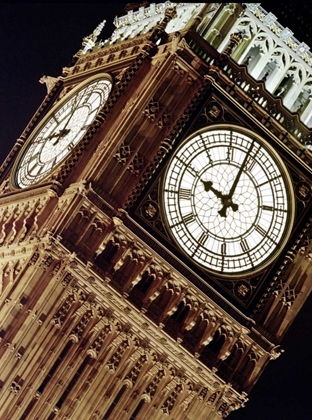Picture of LOW ANGLE VIEW OF BIG BEN AT NIGHT, PARLIAMENT, ENGLAND