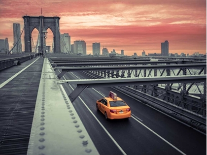 Picture of CAB ON BROOKLYN BRIDGE, MANHATTAN, NEW YORK