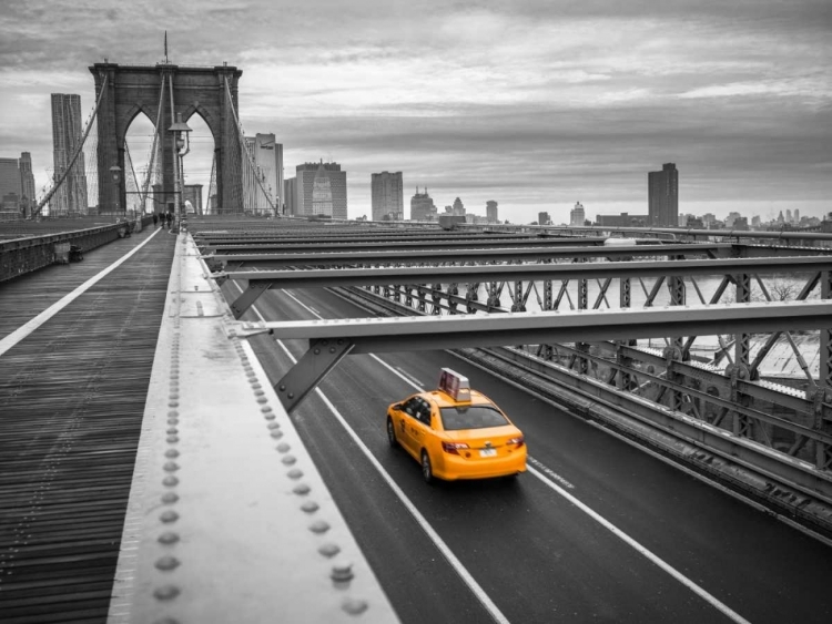 Picture of CAB ON BROOKLYN BRIDGE, MANHATTAN, NEW YORK