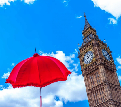 Picture of BIG BEN WITH RED UMBRELLA, LONDON, UK