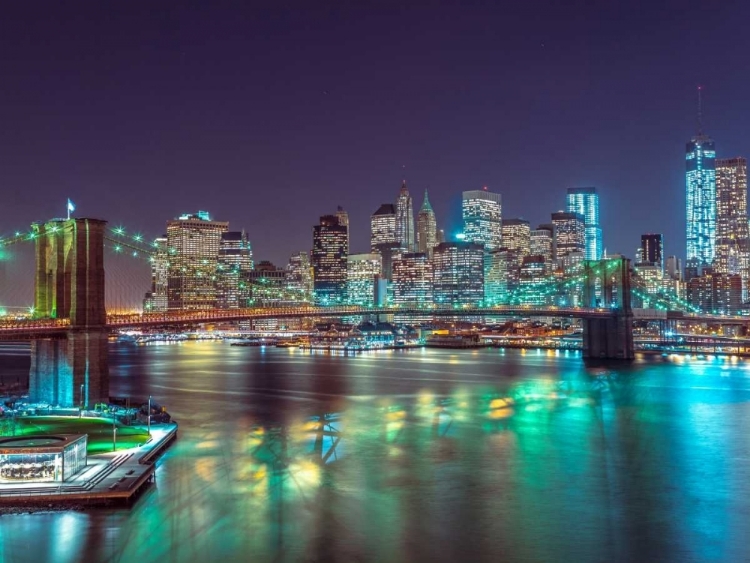 Picture of BROOKLYN BRIDGE WITH MANHATTAN SKYLINE, NEW YORK