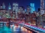 Picture of STRIP LIGHTS ON STREETS OF MANHATTAN BY EAST RIVER, NEW YORK