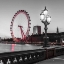 Picture of STREET LAMP ON WESTMINSTER BRIDGE WITH LONDON EYE IN BACKGROUND, LONDON, UK