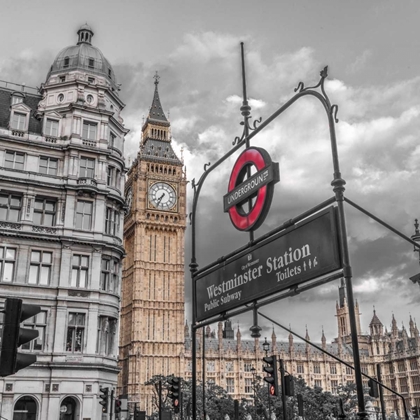 Picture of WESTMINSTER SUBWAY STATION SIGNBOARD WITH BIG BEN, LONDON, UK