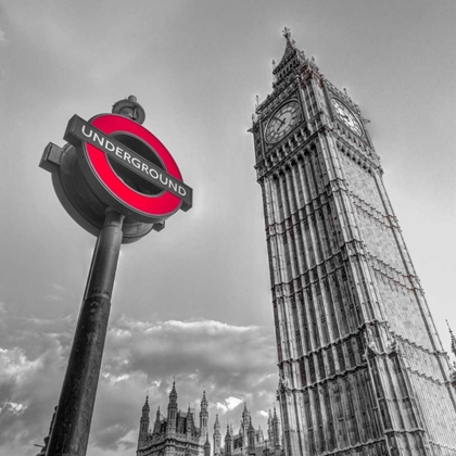 Picture of UNDERGROUND SIGN WITH BIG BEN, LONDON, UK, FTBR-1810
