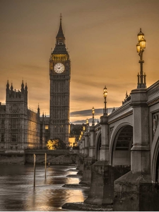 Picture of WESTMINSTER BRIDGE AND BIG BEN FROM THAMES PROMENADE, LONDON, UK