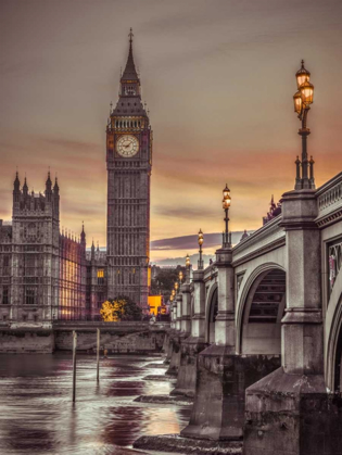 Picture of WESTMINSTER BRIDGE AND BIG BEN FROM THAMES PROMENADE, LONDON, UK, FTBR-1826