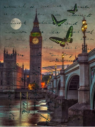 Picture of WESTMINSTER BRIDGE AND BIG BEN FROM THAMES PROMENADE, LONDON, UK