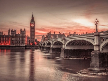 Picture of WESTMINSTER BRIDGE AND BIG BEN FROM THAMES PROMENADE, LONDON, UK