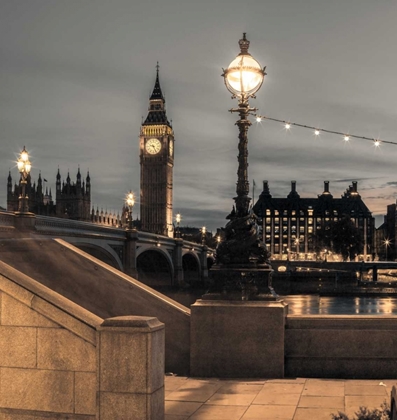 Picture of WESTMINSTER BRIDGE AND BIG BEN FROM THAMES PROMENADE, LONDON, UK