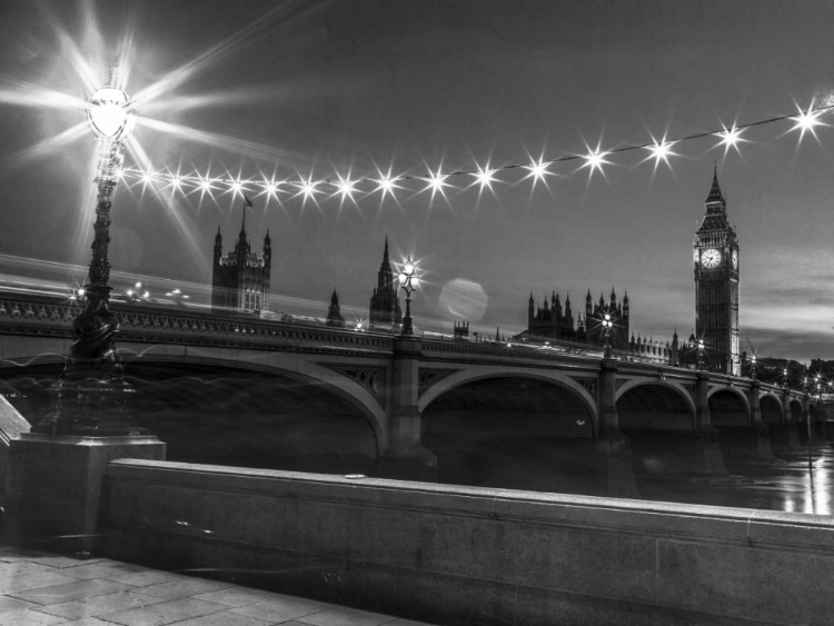 Picture of WESTMINSTER BRIDGE AND BIG BEN FROM THAMES PROMENADE, LONDON, UK