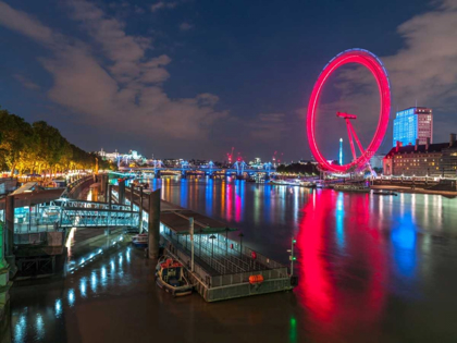 Picture of LONDON CITY SKYLINE WITH LONDON EYE OVER RIVER THAMES, UK