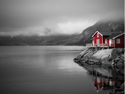 Picture of FISHING HUTS ON THE WATERFRONT, LOFOTEN, NORWAY