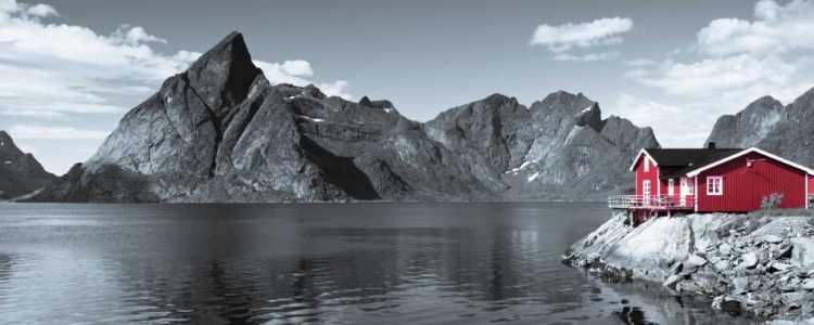 Picture of FISHING HUTS ON THE WATERFRONT, LOFOTEN, NORWAY