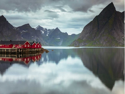 Picture of FISHING HUTS ON THE WATERFRONT, LOFOTEN, NORWAY