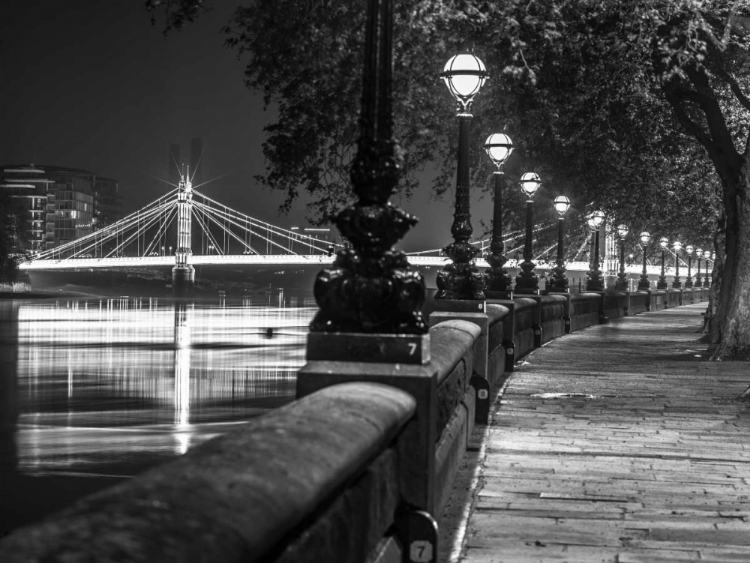 Picture of LONDON RIVERSIDE PROMENADE WITH ALBERT BRIDGE