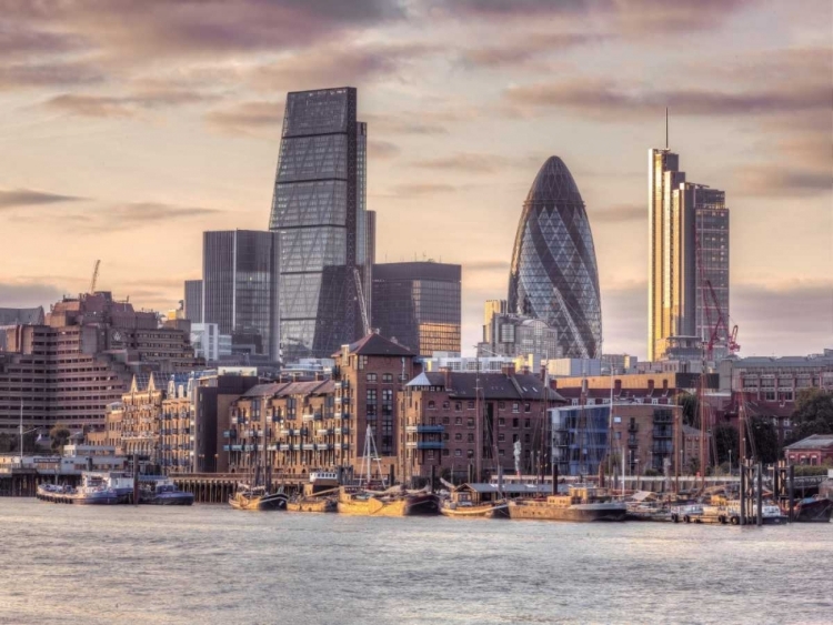 Picture of LONDON SKYLINE OVER RIVER THAMES, UK