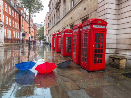 Picture of TELEPHONE BOXES WITH UMBRELLAS