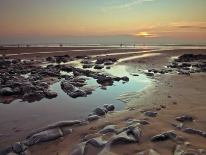 Picture of ROCK POOLS ON THE BEACH AT DUSK