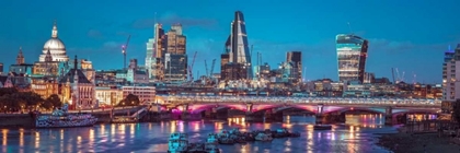 Picture of EVENING VIEW OF BLACKFRIARS BRIDGE OVER RIVER THAMES WITH LONDON SKYLINE, FTBR-1853