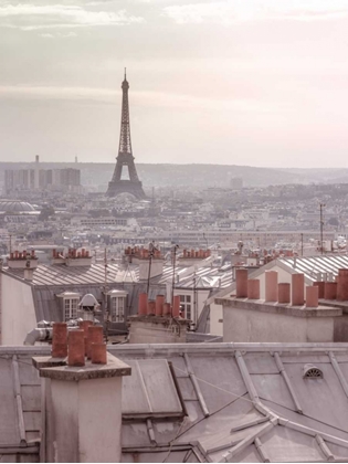 Picture of EIFFEL TOWER SEEN THROUGH THE WINDOW OF AN APARTMENT IN MONTMARTRE, PARIS, FRANCE