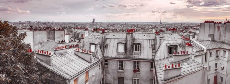 Picture of EIFFEL TOWER SEEN THROUGH THE WINDOW OF AN APARTMENT IN MONTMARTRE, PARIS, FRANCE