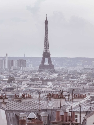 Picture of EIFFEL TOWER SEEN THROUGH THE WINDOW OF AN APARTMENT IN MONTMARTRE, PARIS, FRANCE