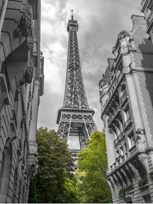 Picture of VIEW OF EIFFEL TOWER FROM A NARROW STREET IN PARIS, FRANCE