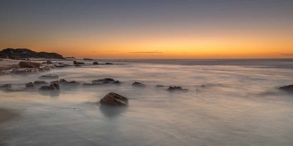 Picture of SUNSET ON ROCKY BEACH WITH COLORFUL SKY