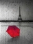 Picture of RED UMBRELLA IN FRONT OF THE EIFFEL TOWER WITH HANDWRITTING OVERLAY