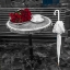 Picture of BUNCH OF FLOWERS ON SIDEWALK CAFE TABLE, PARIS, FRANCE