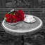 Picture of BUNCH OF FLOWERS ON SIDEWALK CAFE TABLE, PARIS, FRANCE