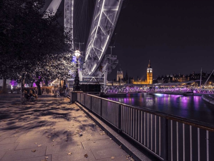 Picture of RIVER THAMES AND THE MILLENIUM WHEEL FROM PROMENADE, LONDON, UK