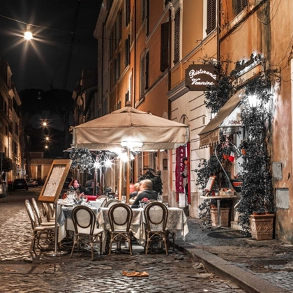 Picture of SIDEWALK CAFE ON NARROW STREETS OF ROME, ITALY, FTBR-1804