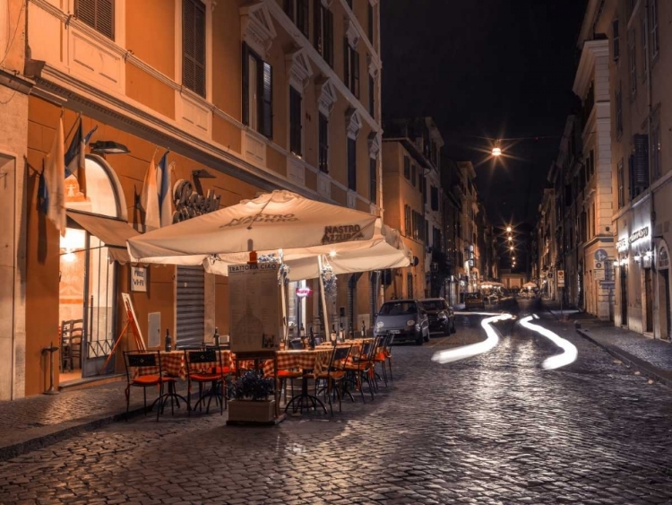Picture of SIDEWALK CAFE ON NARROW STREETS OF ROME, ITALY, FTBR-1825