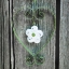 Picture of HEART SHAPE WITH FLOWER ON WOODEN BACKGROUND