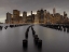 Picture of MANHATTAN SKYLINE WITH ROWS OF GROYNES IN EAST RIVER, NEW YORK