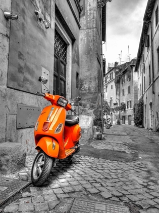 Picture of SCOOTER PARKED IN NARROW STREET OF ROME, ITALY