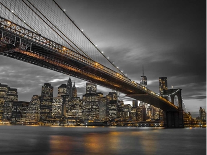 Picture of BROOKLYN BRIDGE AND LOWER MANHATTAN SKYLINE AT DUSK, NEW YORK