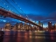 Picture of BROOKLYN BRIDGE AND LOWER MANHATTAN SKYLINE AT DUSK, NEW YORK