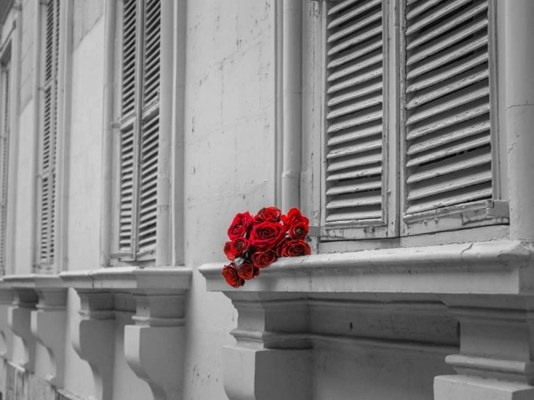 Picture of BUNCH OF ROSES ON WINDOW OF A HOUSE IN MDINA, MALTA