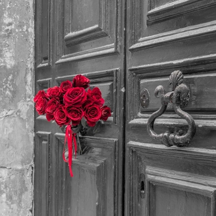 Picture of BUNCH OF ROSES ON DOOR OF A BUILDING IN MDINA, MALTA