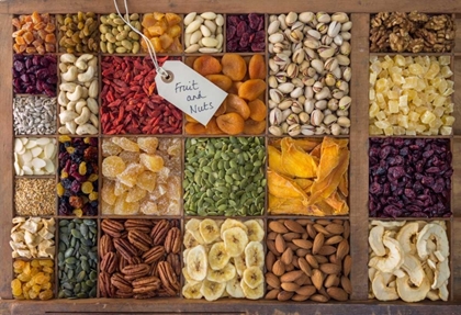 Picture of ASSORTED DRY FRUITS IN A WOODEN BOX