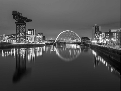 Picture of VIEW ALONG THE RIVER CLYDE AT NIGHT, GLASGOW, FTBR-1806