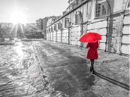 Picture of TOURIST WITH RED UMBRELLA, MALTA