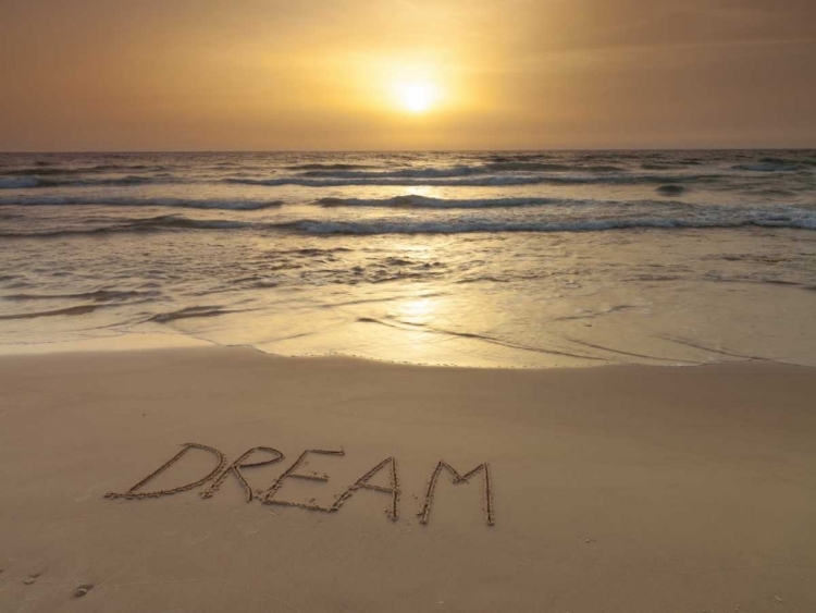 Picture of SAND WRITING - WORD DREAM WRITTEN ON BEACH