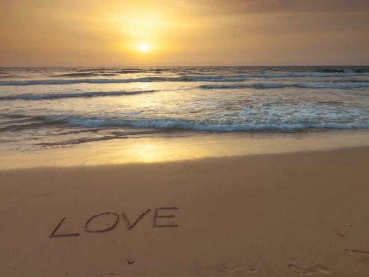 Picture of SAND WRITING - WORD LOVE WRITTEN ON BEACH