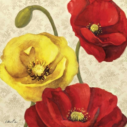 Picture of RED AND YELLOW POPPY DAMASK I
