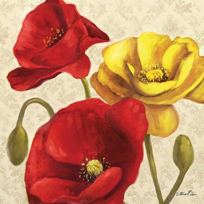 Picture of RED AND YELLOW POPPY DAMASK II