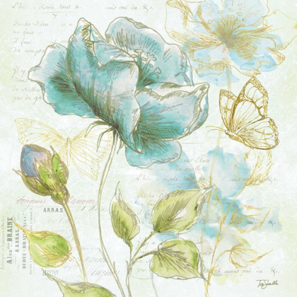 Picture of WATERCOLOR FLOWER SKETCH BLUE I